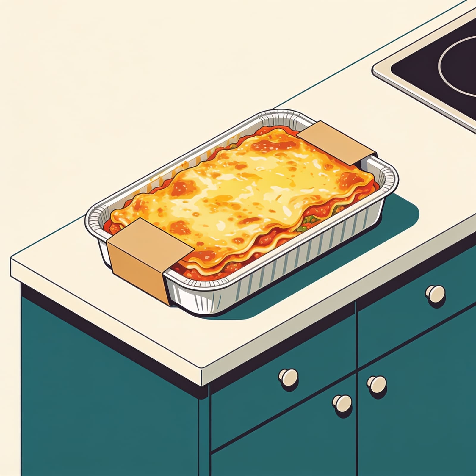 Teglia di lasagne pronta per l'asporto